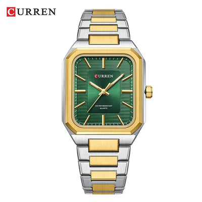 Ultra-Thin Rectangle Dial Men's Quartz Watch - Luxury Business Style Stainless Steel Strap Waterproof Men's Wristwatch, Model 8457 - Q-Happiness LTD