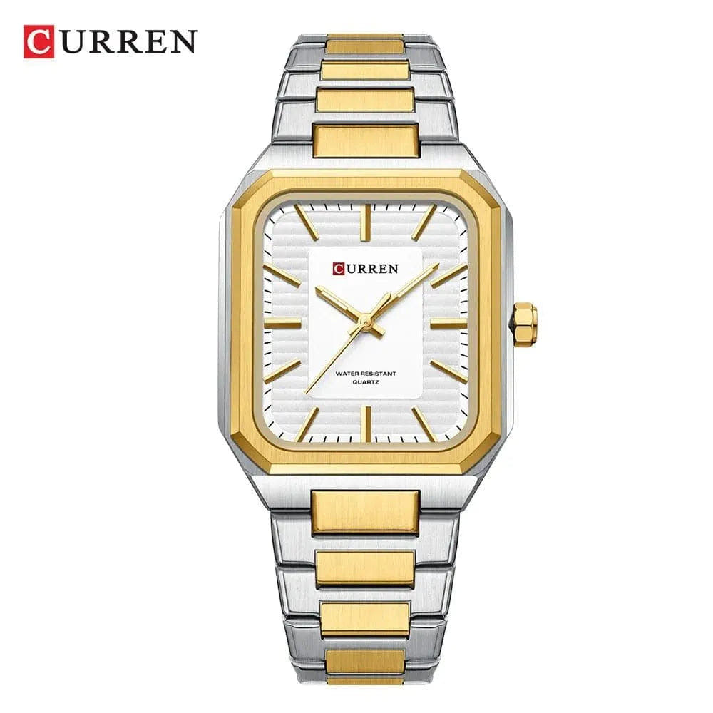 Ultra-Thin Rectangle Dial Men's Quartz Watch - Luxury Business Style Stainless Steel Strap Waterproof Men's Wristwatch, Model 8457 - Q-Happiness LTD