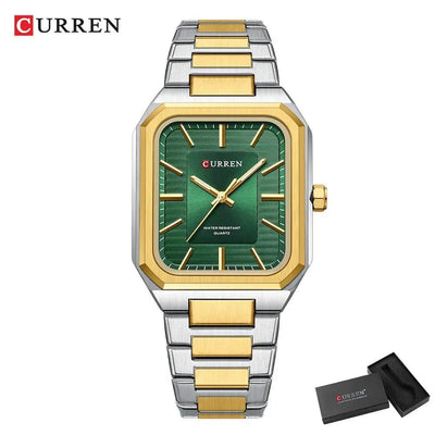 Ultra-Thin Rectangle Dial Men's Quartz Watch - Luxury Business Style Stainless Steel Strap Waterproof Men's Wristwatch, Model 8457 - Q-Happiness LTD