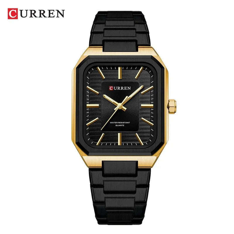 Ultra-Thin Rectangle Dial Men's Quartz Watch - Luxury Business Style Stainless Steel Strap Waterproof Men's Wristwatch, Model 8457 - Q-Happiness LTD