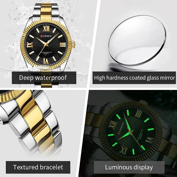 Men's Stainless Steel Quartz Watch - Luminous, Waterproof, Fashion & Casual Style - Q-Happiness LTD