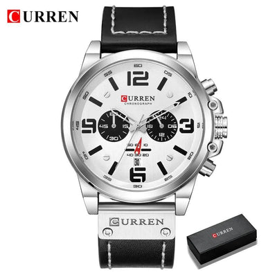 CURREN Men's Top Brand Luxury Fashion Leather Quartz Watch - Date Business Sport Male Wristwatch, Model 8314 - Q-Happiness LTD