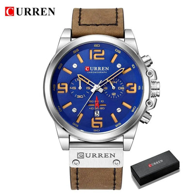 CURREN Men's Top Brand Luxury Fashion Leather Quartz Watch - Date Business Sport Male Wristwatch, Model 8314 - Q-Happiness LTD
