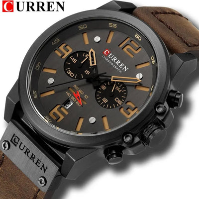 CURREN Men's Top Brand Luxury Fashion Leather Quartz Watch - Date Business Sport Male Wristwatch, Model 8314 - Q-Happiness LTD