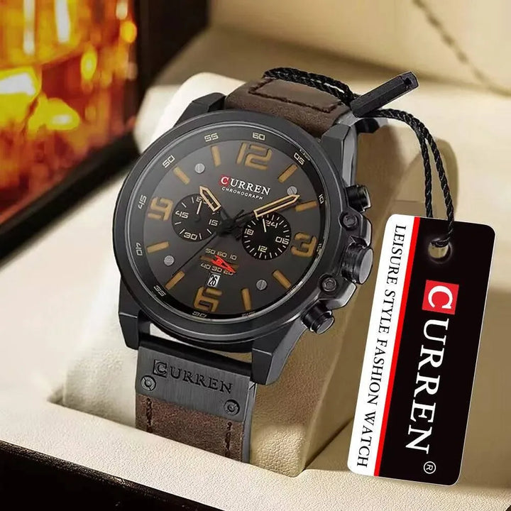 CURREN Men's Top Brand Luxury Fashion Leather Quartz Watch - Date Business Sport Male Wristwatch, Model 8314 - Q-Happiness LTD