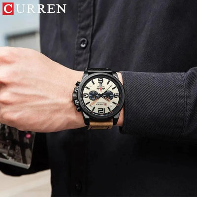 CURREN Men's Top Brand Luxury Fashion Leather Quartz Watch - Date Business Sport Male Wristwatch, Model 8314 - Q-Happiness LTD