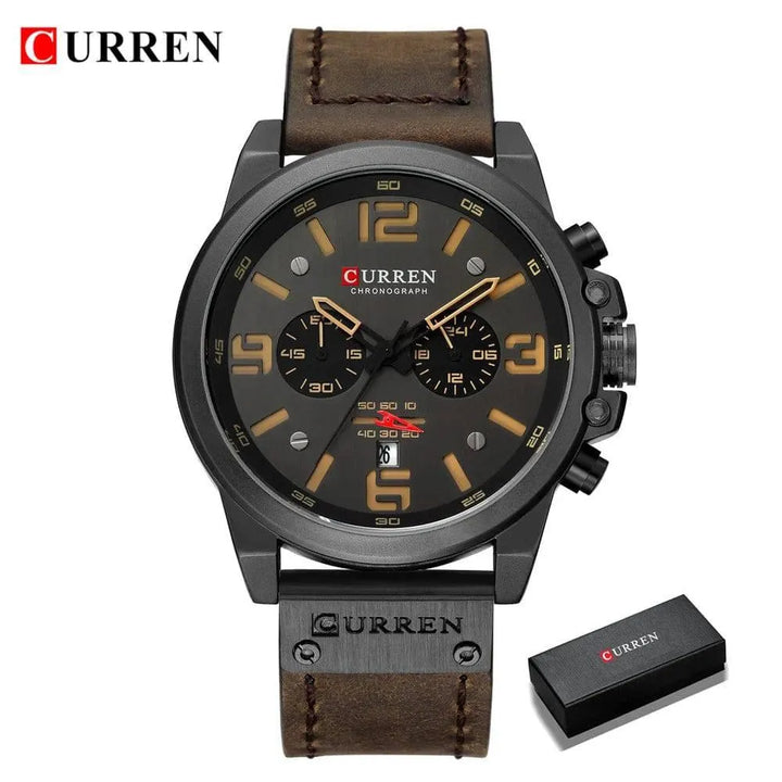 CURREN Men's Top Brand Luxury Fashion Leather Quartz Watch - Date Business Sport Male Wristwatch, Model 8314 - Q-Happiness LTD