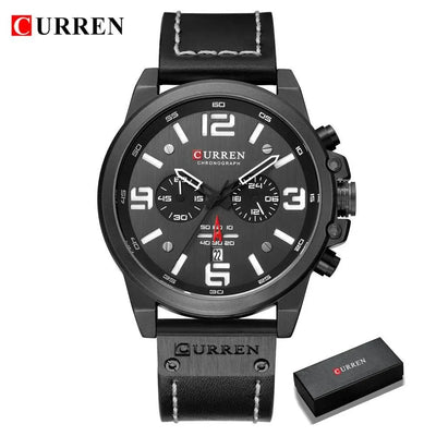 CURREN Men's Top Brand Luxury Fashion Leather Quartz Watch - Date Business Sport Male Wristwatch, Model 8314 - Q-Happiness LTD