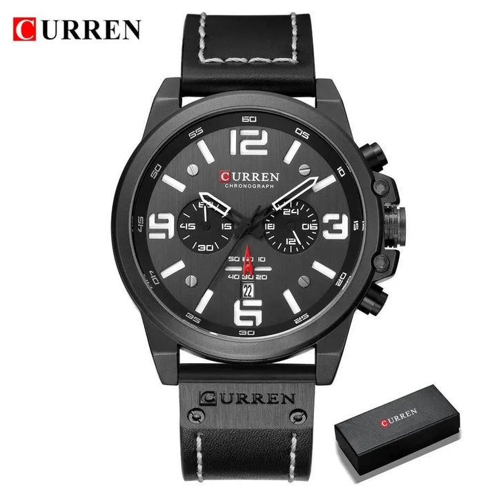 CURREN Men's Top Brand Luxury Fashion Leather Quartz Watch - Date Business Sport Male Wristwatch, Model 8314 - Q-Happiness LTD