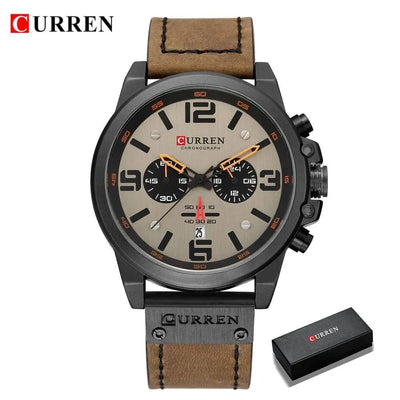 CURREN Men's Top Brand Luxury Fashion Leather Quartz Watch - Date Business Sport Male Wristwatch, Model 8314 - Q-Happiness LTD