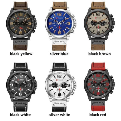 CURREN Men's Top Brand Luxury Fashion Leather Quartz Watch - Date Business Sport Male Wristwatch, Model 8314 - Q-Happiness LTD
