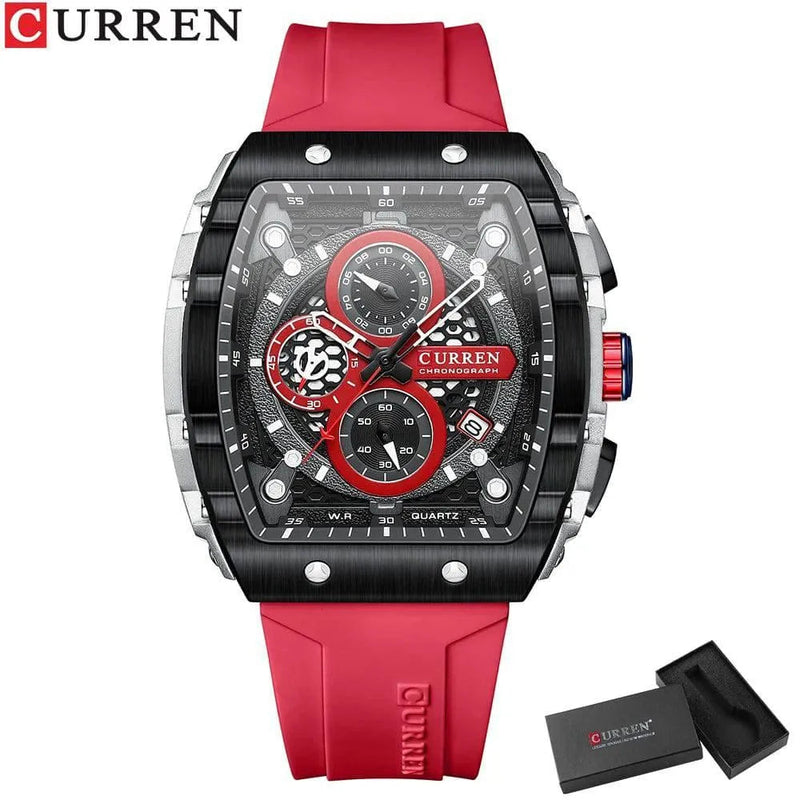 Men's Fashion Luxury Quartz Watch, Waterproof Silicone Strap - Model 8442, Elegant Chronograph Watch - Q-Happiness LTD