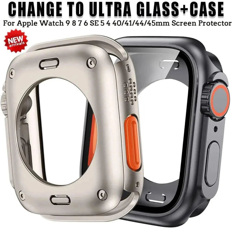 Screen Protector Cover for Apple Watch 45mm 44mm 40mm 41mm Hard PC Front Rear Bumper Case iwatch 9 8 7 SE 6 5 4 Change To Ultra - Q-Happiness LTD