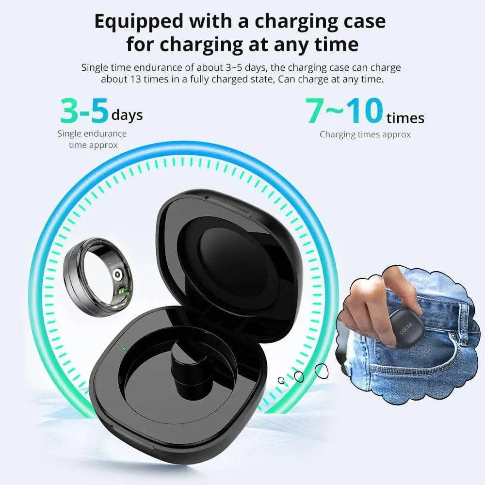 New COLMI R06 Smart Ring with Charging Case for Men Women, Heart Rate and Blood Oxygen Monitor, IP68 & 5ATM Waterproof, Sport - Q-Happiness LTD