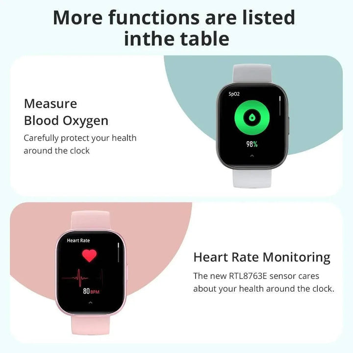 COLMI P68 Smartwatch 2.04'' AMOLED Screen 100 Sports Modes 7 Day Battery Life Support Always On Display Smart Watch Men Women - Q-Happiness LTD