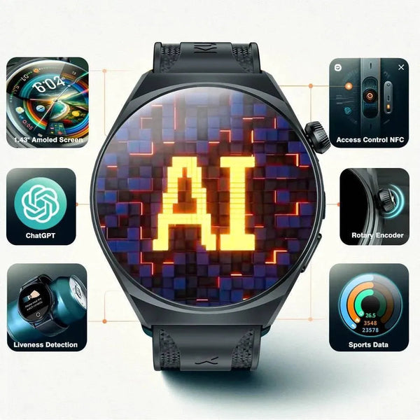 KUMI GW6 Smart Watch – 1.43" AMOLED Display, Health Monitoring, Bluetooth Calls, IP68 Waterproof - Q-Happiness LTD