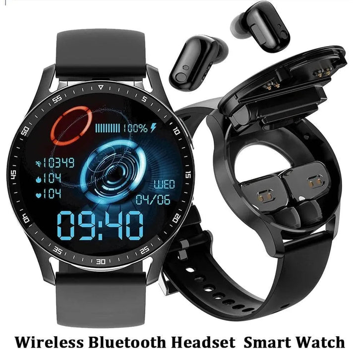 Smart Watch with TWS Bluetooth Headsets, Health Monitoring, Fitness Tracker, and AMOLED Display - Waterproof and Compatible with Android & iOS - Q-Happiness LTD