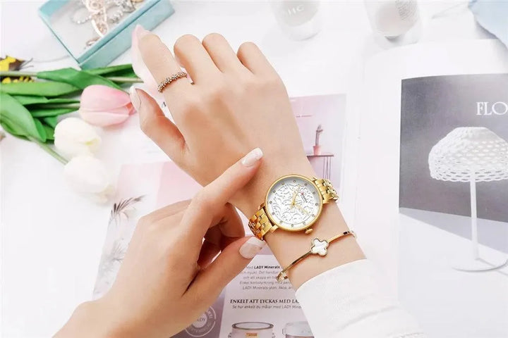 Ladies Simple Fashion Casual Quartz Watch - Waterproof Stainless Steel, Model 9046 - Q-Happiness LTD