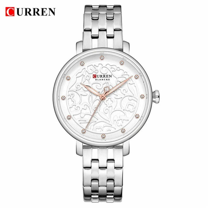 Ladies Simple Fashion Casual Quartz Watch - Waterproof Stainless Steel, Model 9046 - Q-Happiness LTD